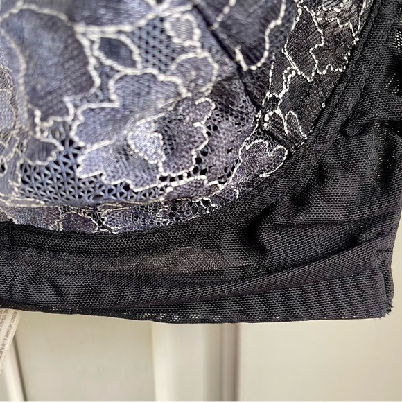 Free People Intimately Blue and Black Unlined Lace and Mesh Bra 34D - Picture 3 of 7